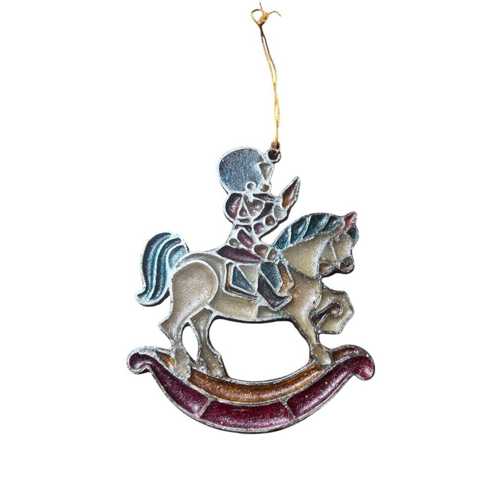 Vintage Kurt Adler Stained Glass Horse Soldier Christmas Ornament Suncatcher